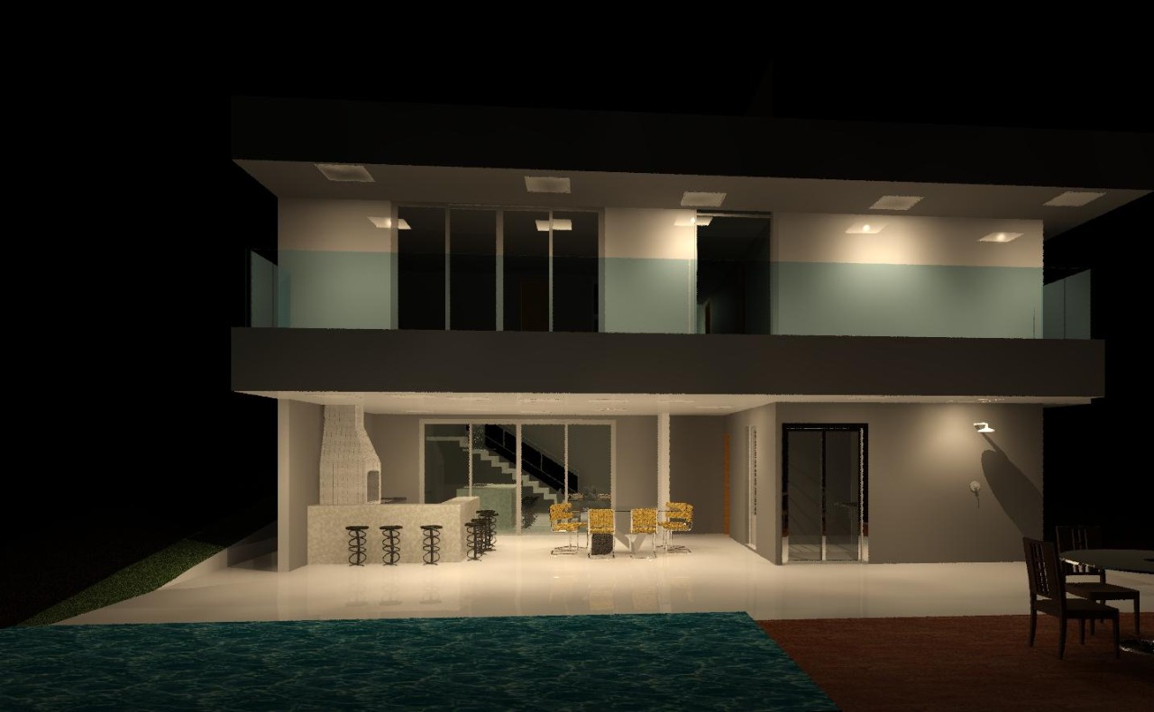 Projeto de área externa integrada com piscina